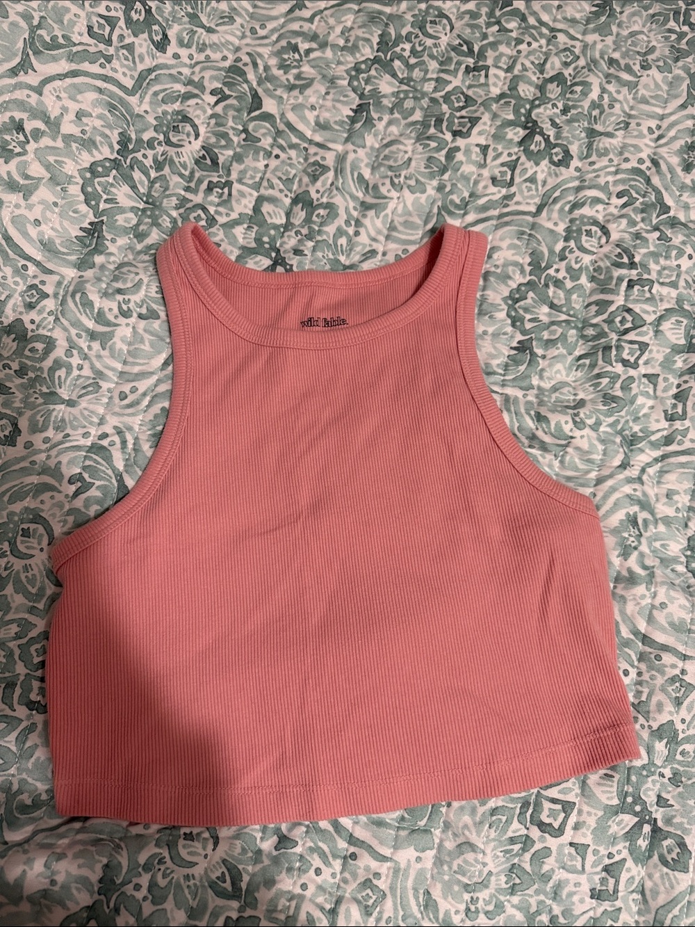 Wild Fable Pink Ribbed Cropped Tank
